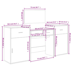 vidaXL 4-tlg. Schminktisch-Set Weiß Holzwerkstoff