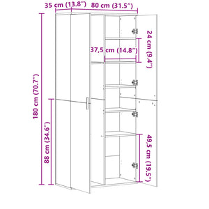 Highboard Sonoma-Eiche 80x35x180 cm Holzwerkstoff Stilecasa