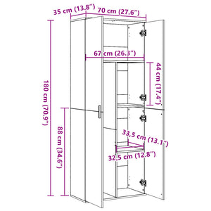 vidaXL Highboard Betongrau 70x35x180 cm Holzwerkstoff