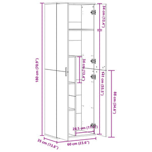 vidaXL Highboard Sonoma-Eiche 60x35x180 cm Holzwerkstoff