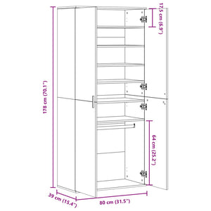 vidaXL Schuhschrank Räuchereiche 80x39x178 cm Holzwerkstoff