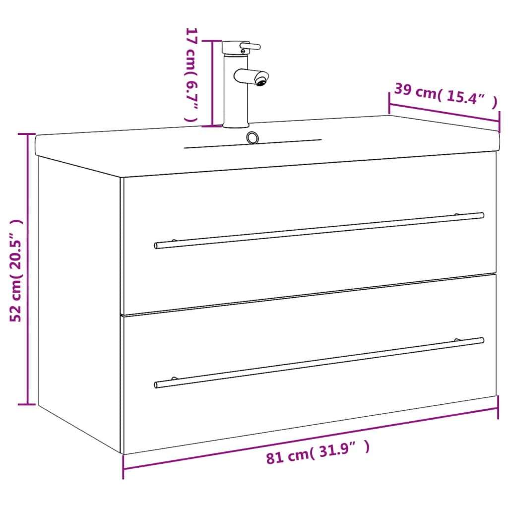 vidaXL Waschbeckenunterschrank mit Einbaubecken Schwarz