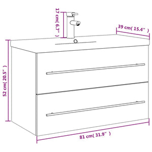 vidaXL Waschbeckenunterschrank mit Einbaubecken Schwarz