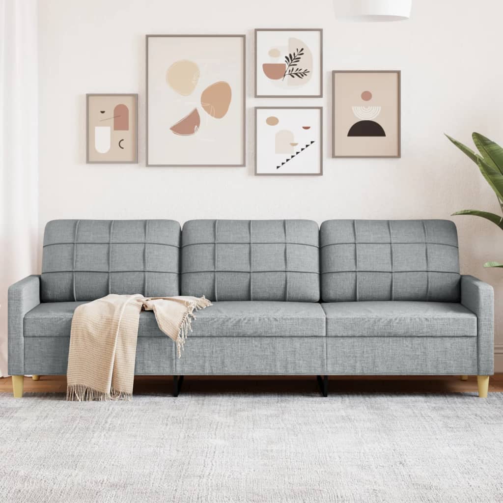 3-Sitzer-Sofa Hellgrau 210 cm Stoff Stilecasa