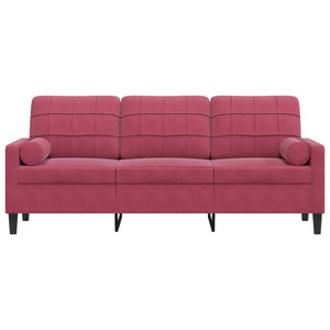 vidaXL 3-Sitzer-Sofa mit Zierkissen Weinrot 180 cm Samt