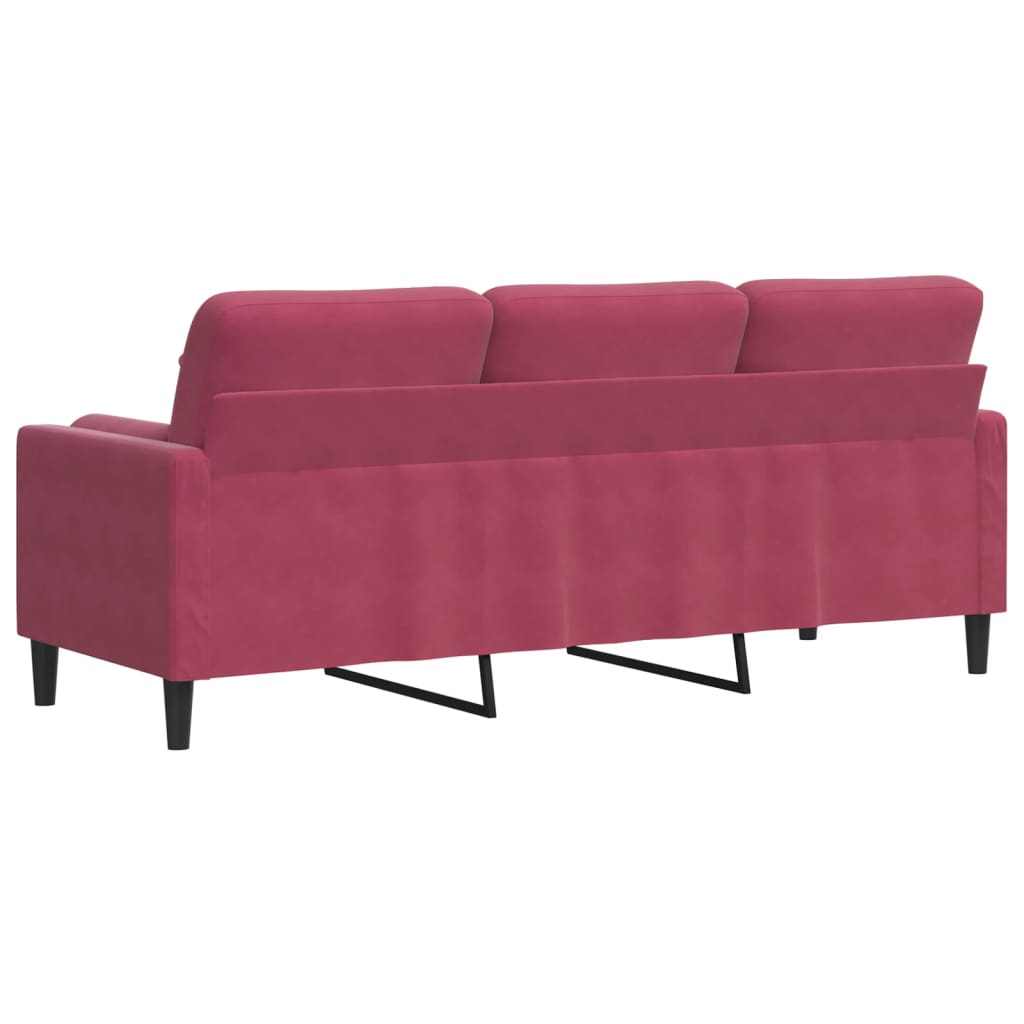 vidaXL 3-Sitzer-Sofa mit Zierkissen Weinrot 180 cm Samt