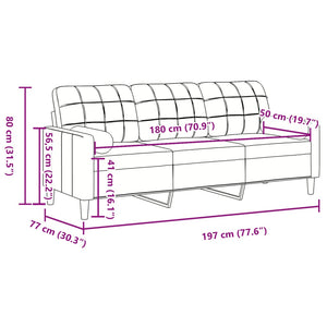 vidaXL 3-Sitzer-Sofa mit Zierkissen Weinrot 180 cm Samt