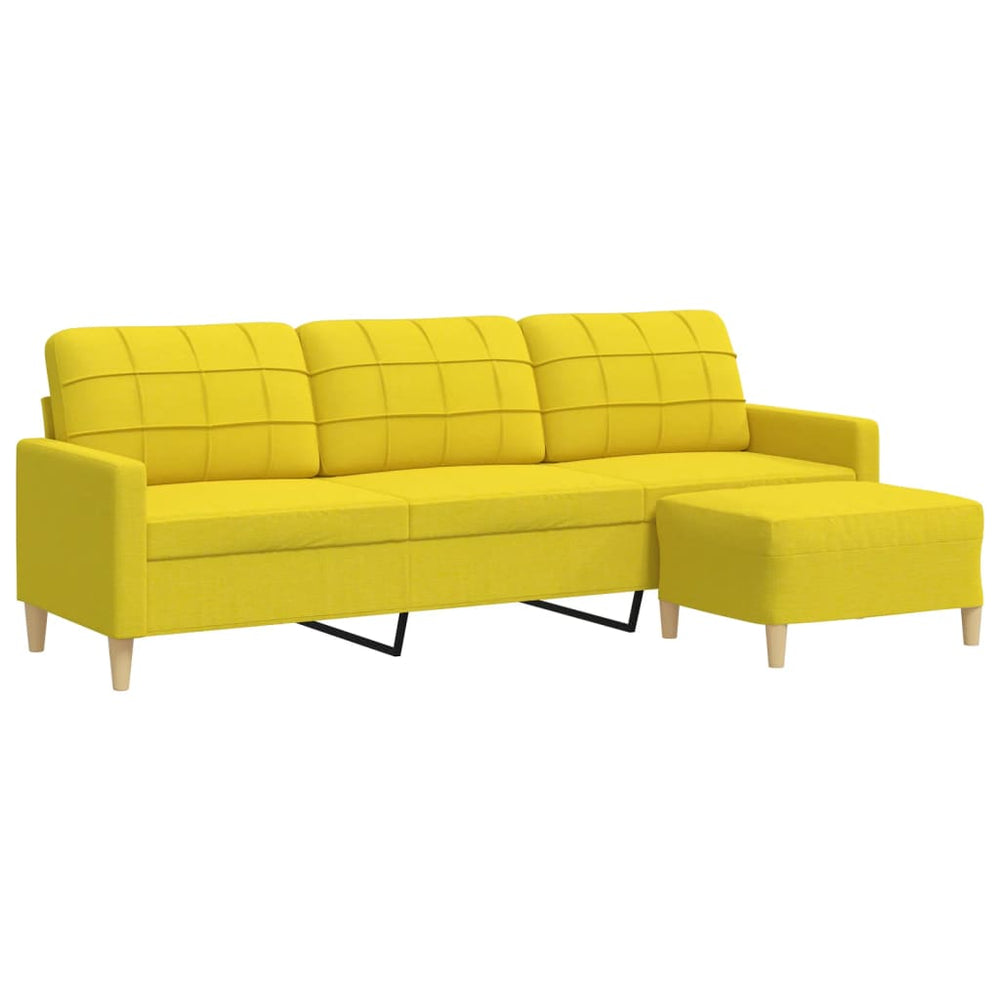 3-Sitzer-Sofa mit Hocker Hellgelb 210 cm Stoff Stilecasa