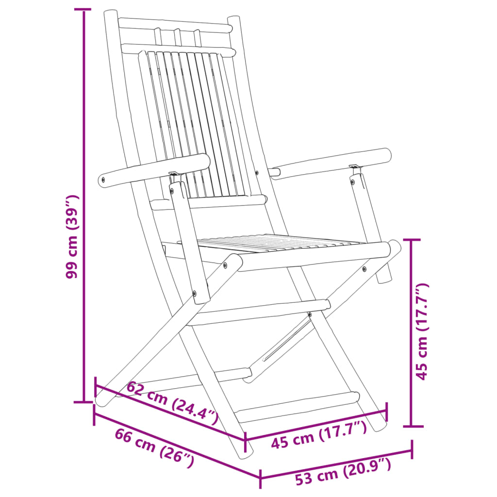 vidaXL Gartenstühle 4 Stk. Klappbar 53x66x99 cm Bambus