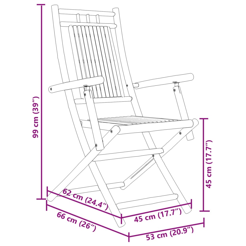 vidaXL Gartenstühle 8 Stk. Klappbar 53x66x99 cm Bambus