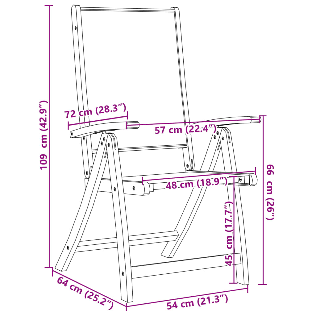 vidaXL Gartenstühle 4 Stk. Klappbar Massivholz Akazie und Textilene