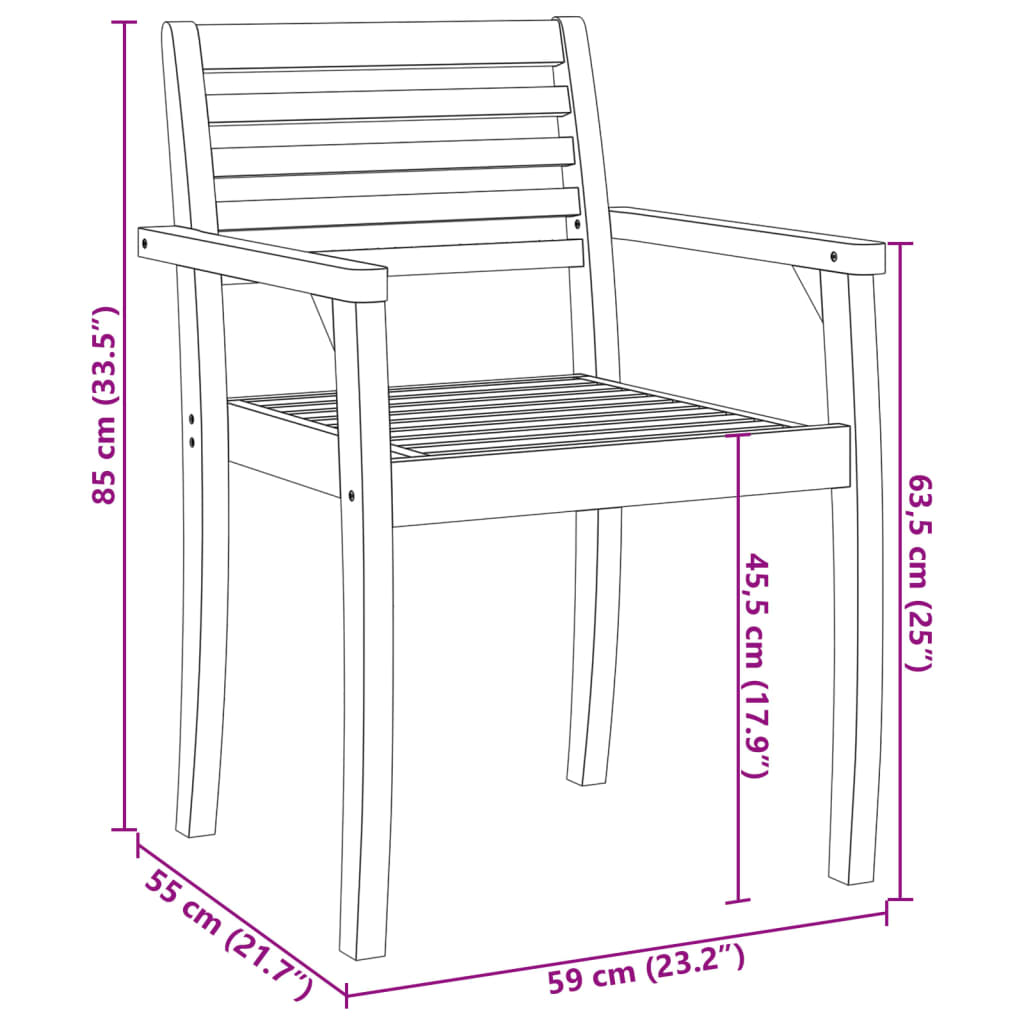 vidaXL Gartenstühle 6 Stk. 59x55x85 cm Massivholz Akazie