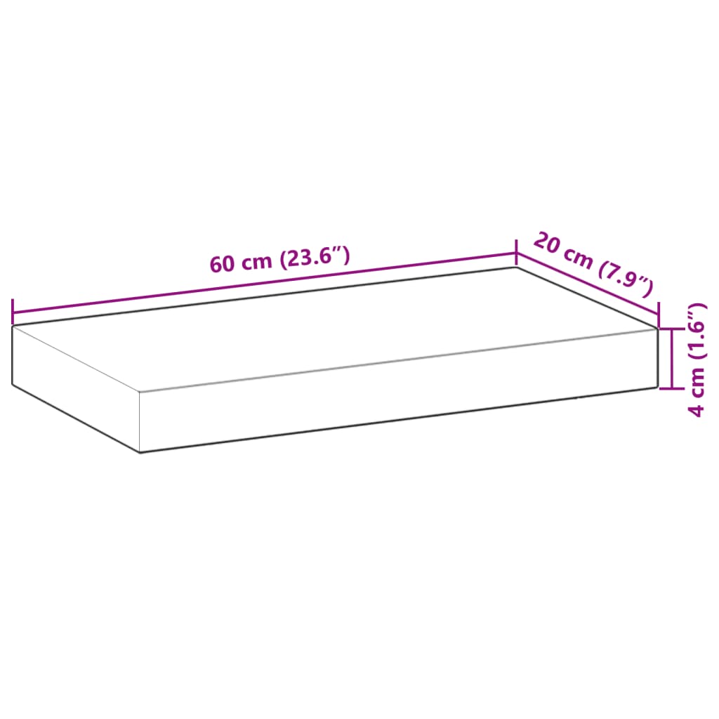 vidaXL Schweberegale 2 Stk. 60x20x4 cm Massivholz Akazie Unbehandelt