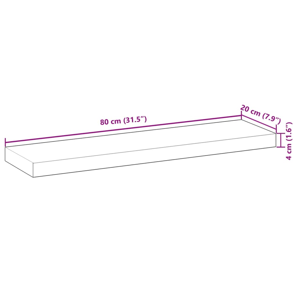 vidaXL Schweberegale 2 Stk. 80x20x4 cm Massivholz Akazie Ölbehandelt