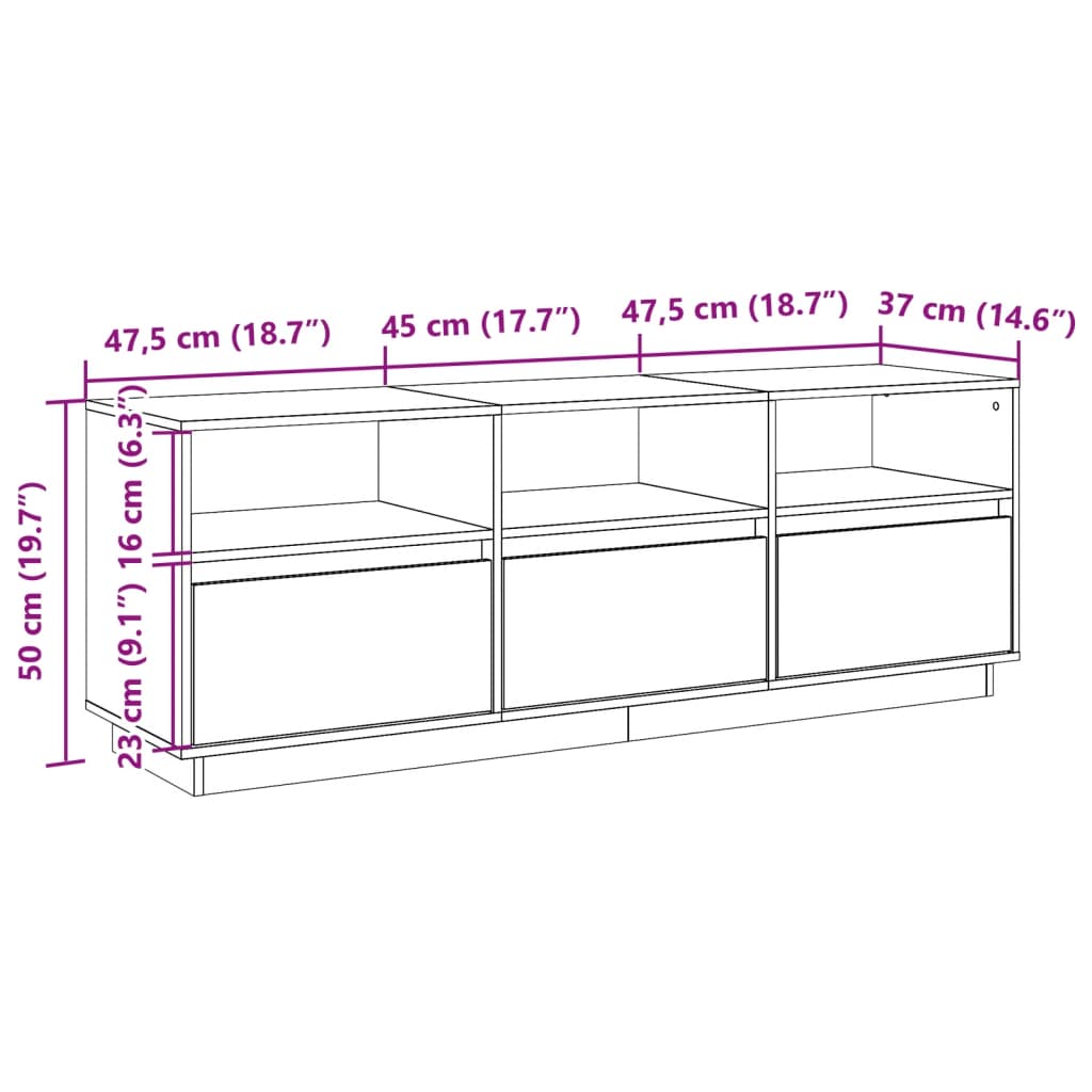 vidaXL TV-Schrank Wachsbraun 140x37x50 cm Massivholz Kiefer