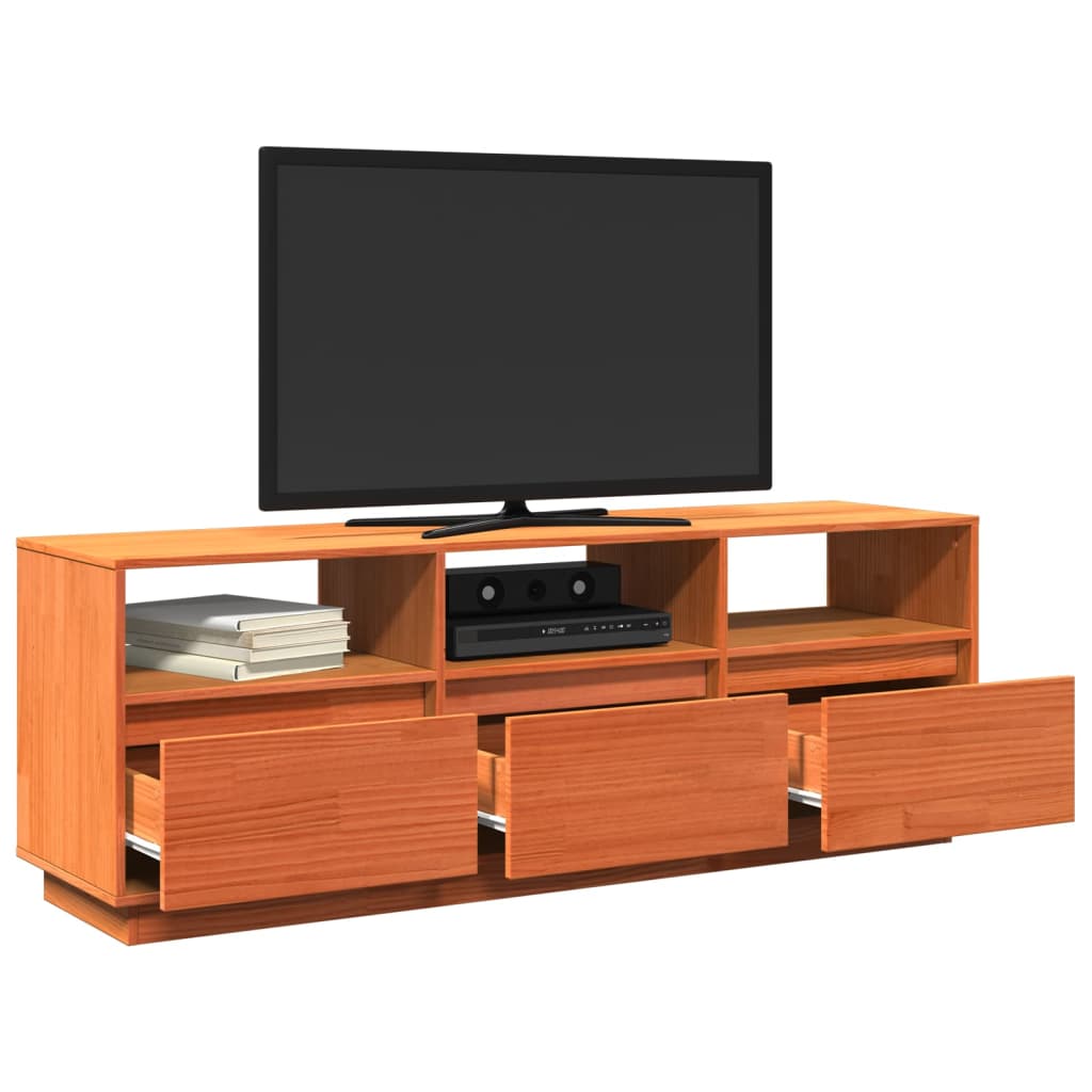 vidaXL TV-Schrank Wachsbraun 140x37x50 cm Massivholz Kiefer