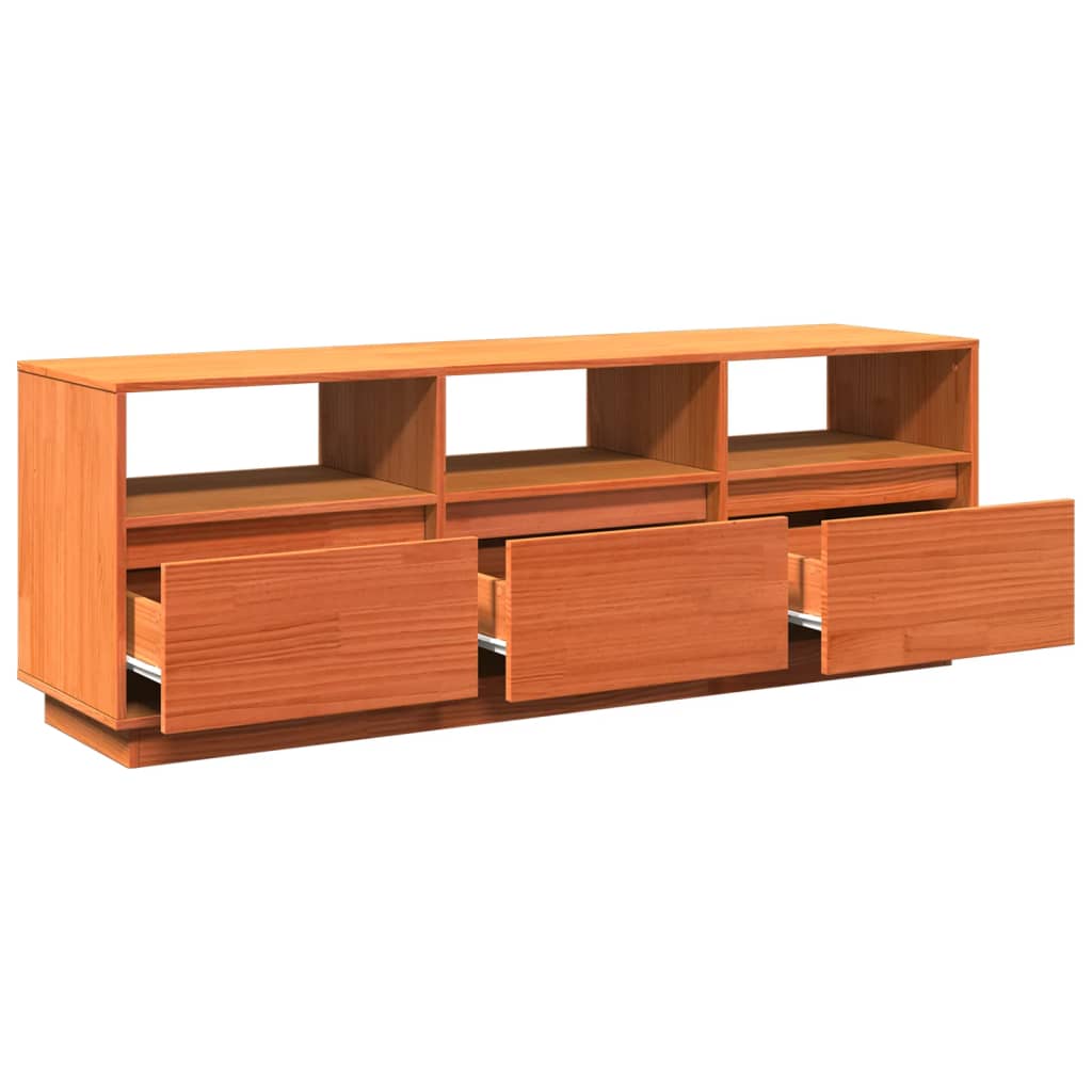 vidaXL TV-Schrank Wachsbraun 140x37x50 cm Massivholz Kiefer