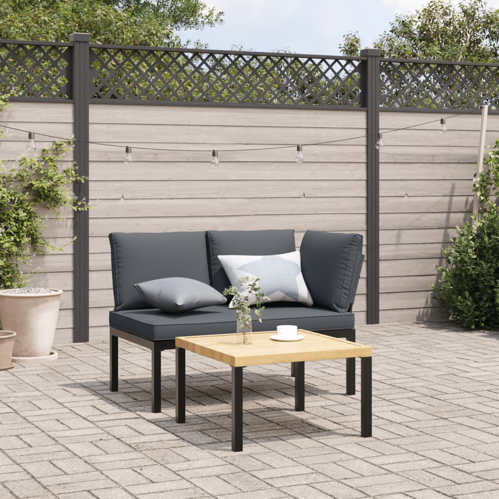 vidaXL Gartenbank mit Kissen Schwarz Aluminium