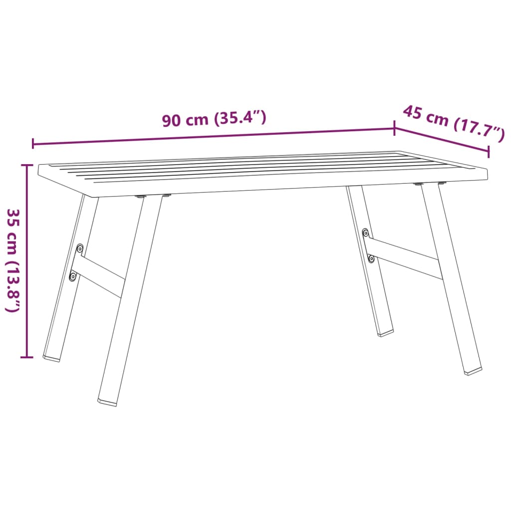 vidaXL Garten-Couchtisch Schwarz 90x45x35 cm Pulverbeschichteter Stahl