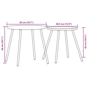 vidaXL Garten-Couchtisch 2 Stk. Rund Schwarz Pulverbeschichteter Stahl