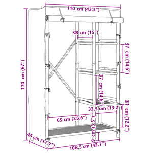 vidaXL Kleiderschrank 110x45x170 cm Bambus