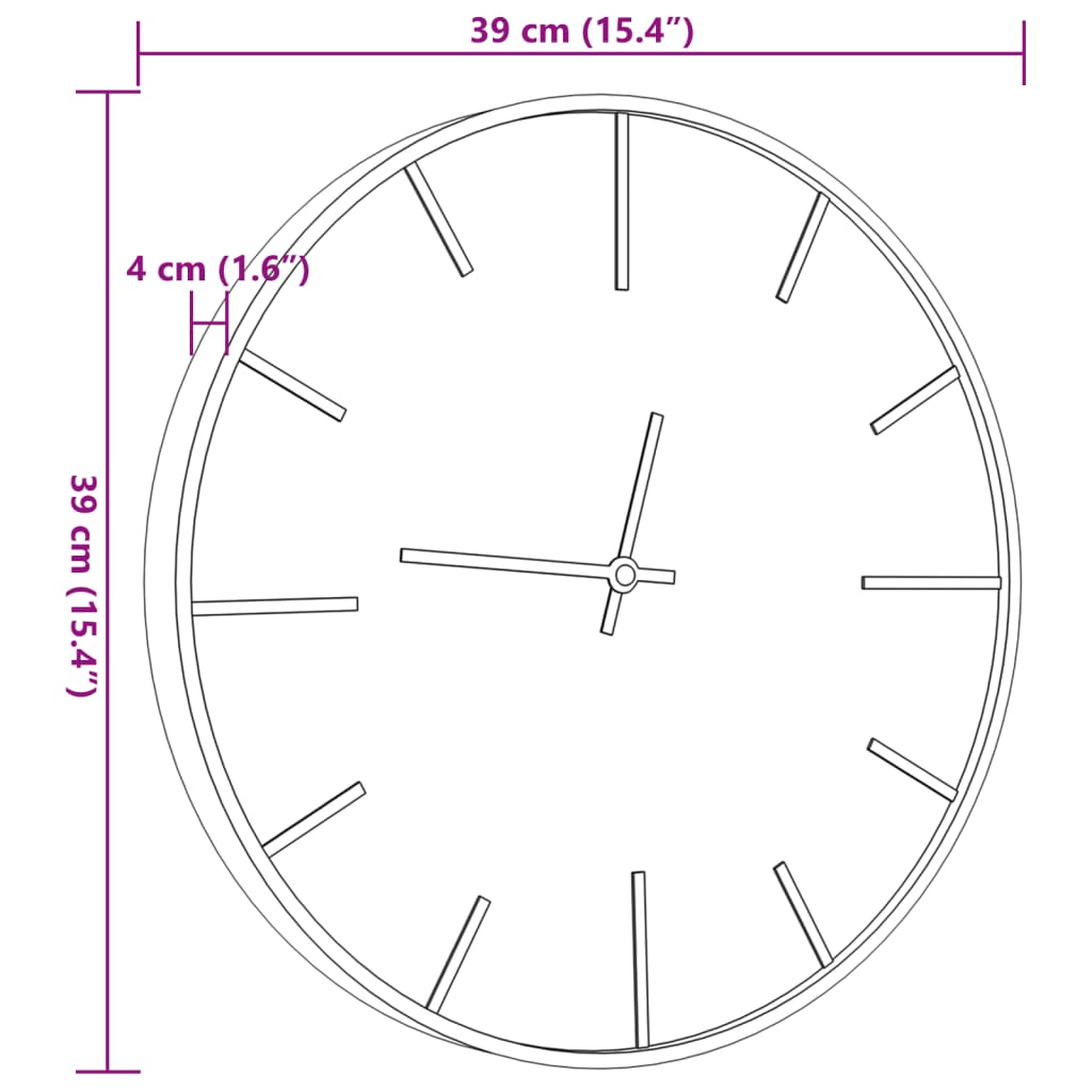 vidaXL Wanduhr Braun Ø39 cm Eisen und Holzwerkstoff