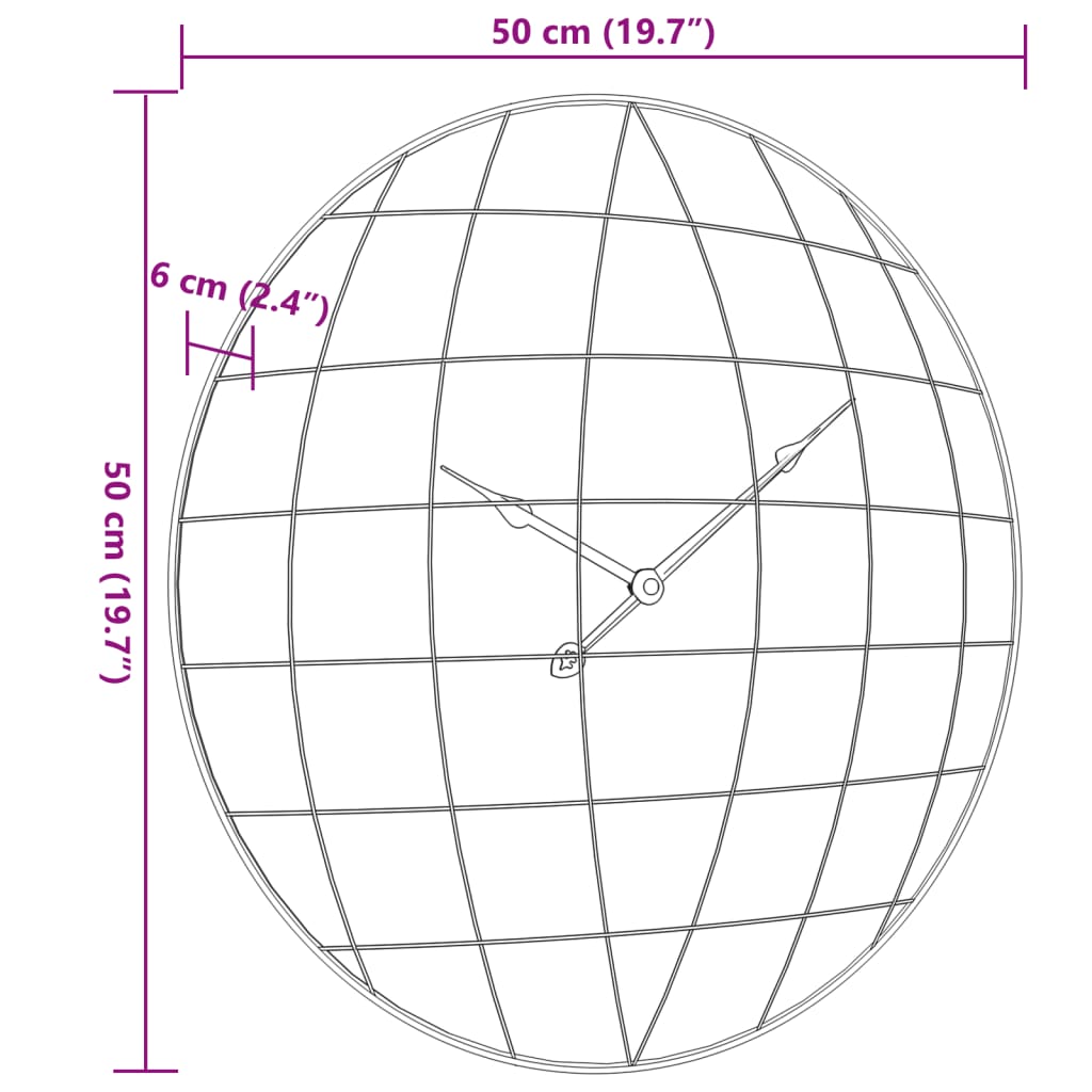 vidaXL Wanduhr Gelb und Schwarz Ø50 cm Holzwerkstoff