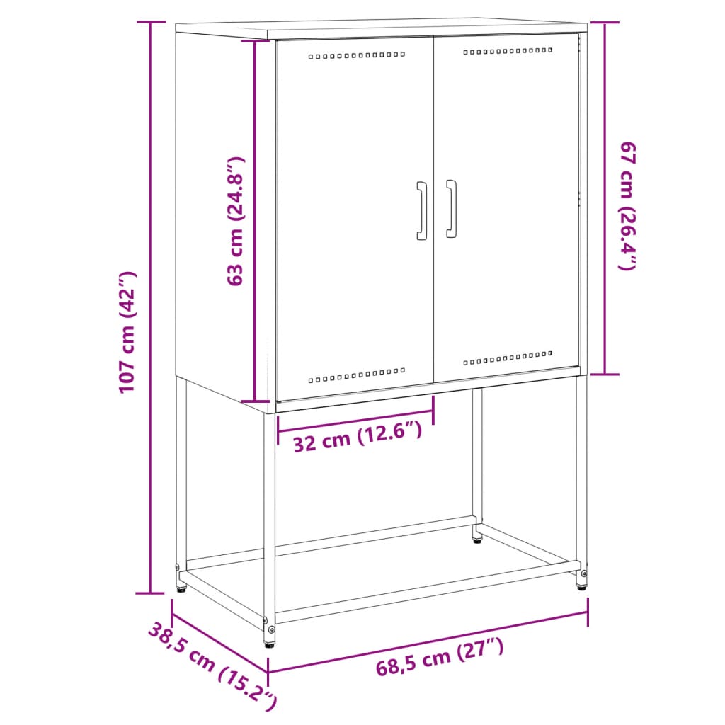 vidaXL TV-Schrank Schwarz 68x39x60,5 cm Stahl