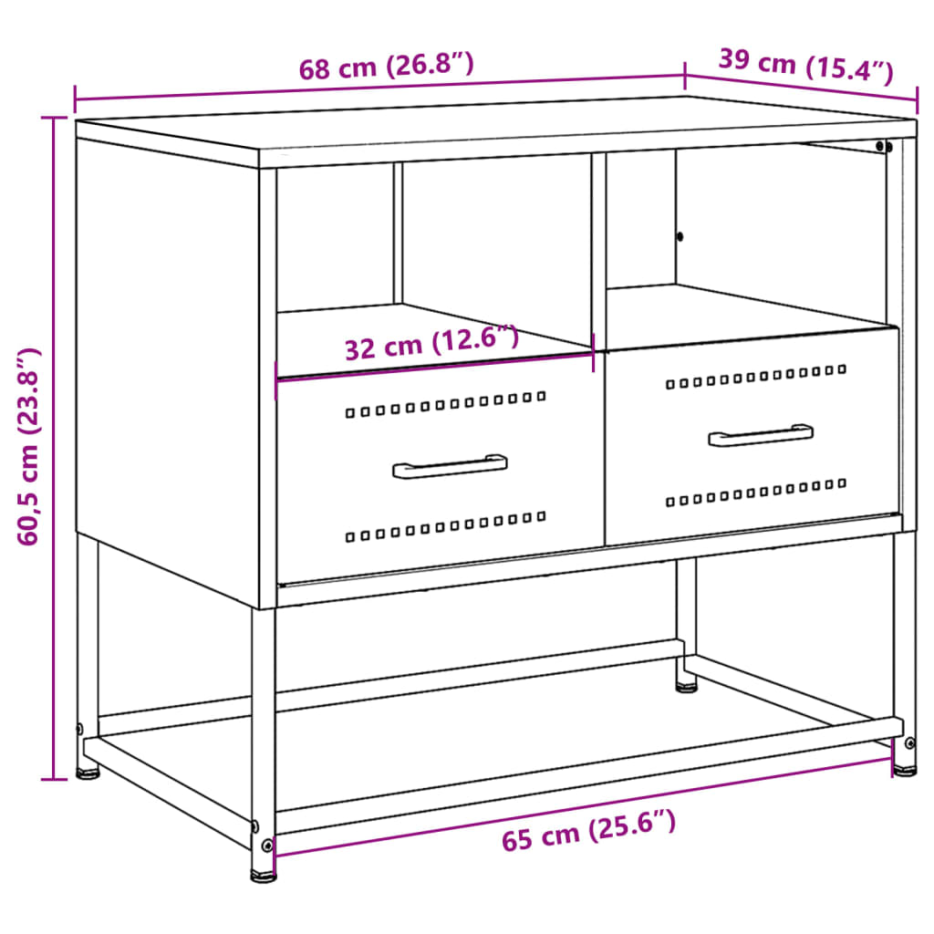 vidaXL TV-Schrank Weiß 68x39x60,5 cm Stahl