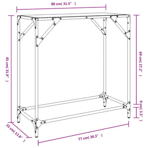 vidaXL Konsolentisch mit Glasplatte Schwarz 60x35x81 cm Stahl