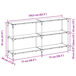 vidaXL Konsolentisch mit Glasplatte Schwarz 158,5x30x81 cm Stahl