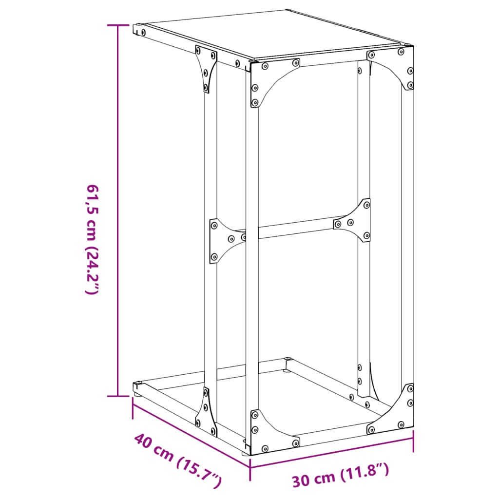 vidaXL Beistelltisch mit Glasplatte Transparent 40x30x61,5 cm Stahl