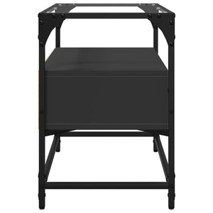 vidaXL TV-Schrank mit Glasplatte Schwarz 60x35x51 cm Holzwerkstoff