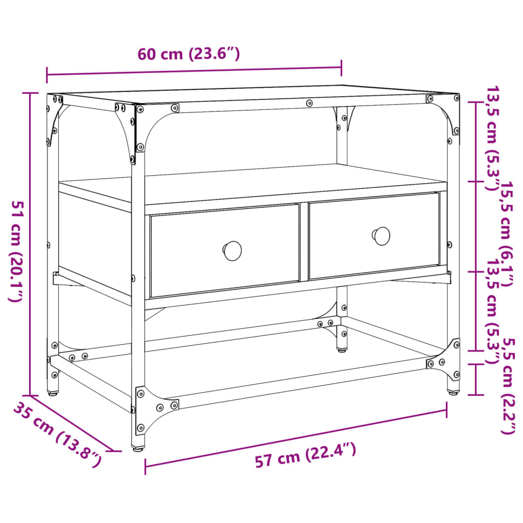 vidaXL TV-Schrank mit Glasplatte Schwarz 60x35x51 cm Holzwerkstoff