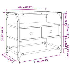 vidaXL TV-Schrank mit Glasplatte Räuchereiche 60x35x51cm Holzwerkstoff