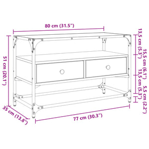 vidaXL TV-Schrank mit Glasplatte Braun Eiche 80x35x51 cm Holzwerkstoff