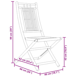 vidaXL Gartenstühle 2 Stk. Klappbar 46x66x99 cm Bambus