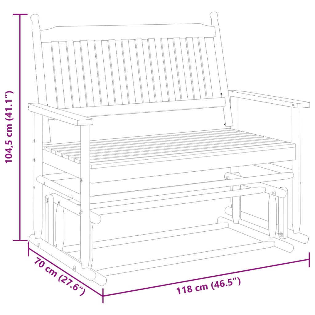 vidaXL Schaukelbank Braun 118x70x104,5 cm Massivholz Pappel