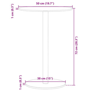 vidaXL Gartentisch Rund Schwarz Ø50x72 cm Stahl