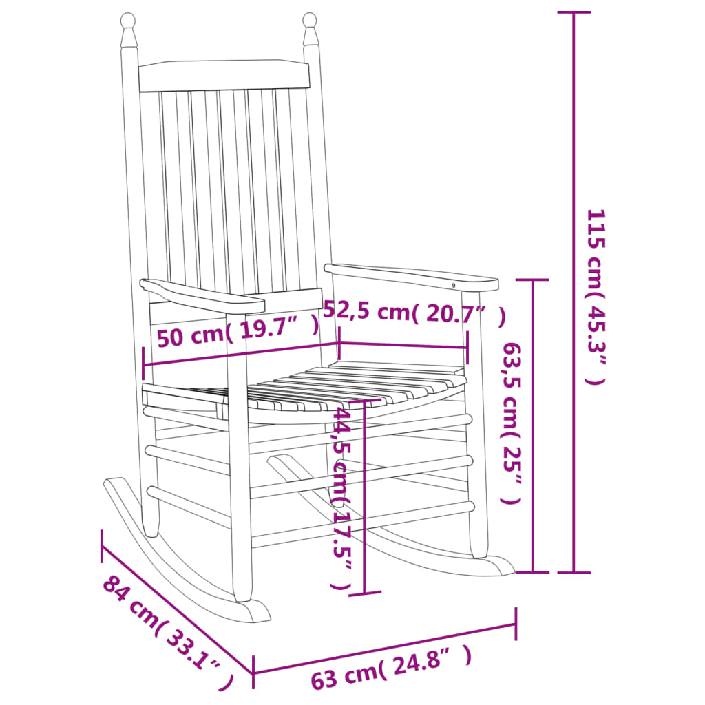 vidaXL Schaukelstühle mit Gebogenen Sitzen 2 Stk. Braun Pappelholz