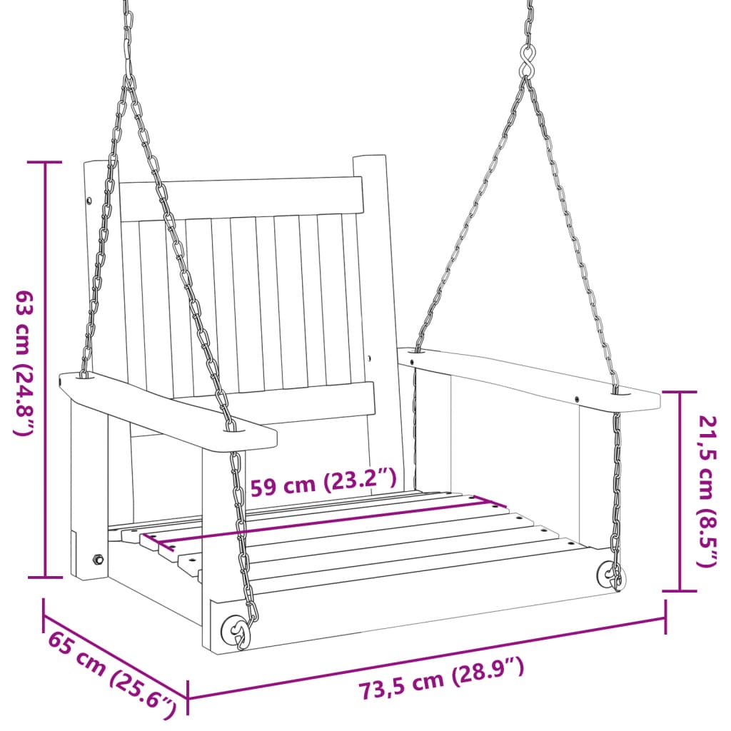 Garten-Hängestuhl mit Metallketten Braun Massivholz Tanne