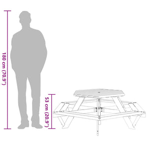 Picknicktisch mit Bänken für 6 Kinder Sechseckig Tannenholz VIDAXL