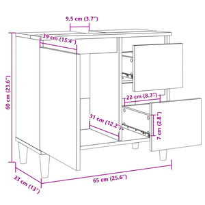 vidaXL Badschrank Sonoma-Eiche 65x33x60 cm Holzwerkstoff