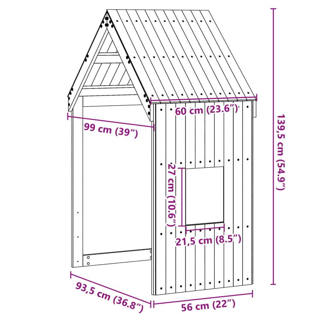 vidaXL Dach für Kinderbett Weiß 60x99x139,5 cm Massivholz Kiefer