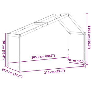 vidaXL Dach für Kinderbett Wachsbraun 213x85,5x144,5 cm Massivholz