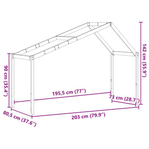 vidaXL Dach für Kinderbett Wachsbraun 203x80,5x142cm Massivholz Kiefer