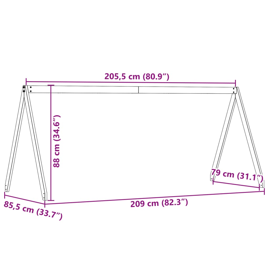 vidaXL Dach für Kinderbett Wachsbraun 209x85,5x88 cm Massivholz Kiefer