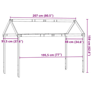 vidaXL Dach für Kinderbett Wachsbraun 207x95,5x159cm Massivholz Kiefer