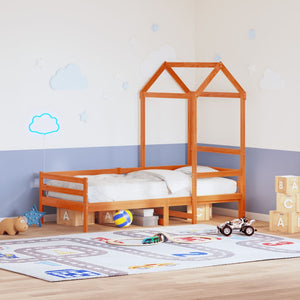 vidaXL Dach für Kinderbett Wachsbraun 118x70x176,5cm Massivholz Kiefer