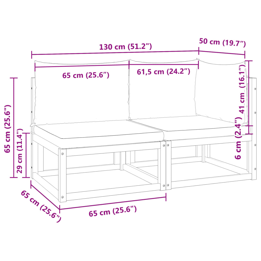 vidaXL Gartensofa mit Kissen 2-Sitzer Massivholz Akazie